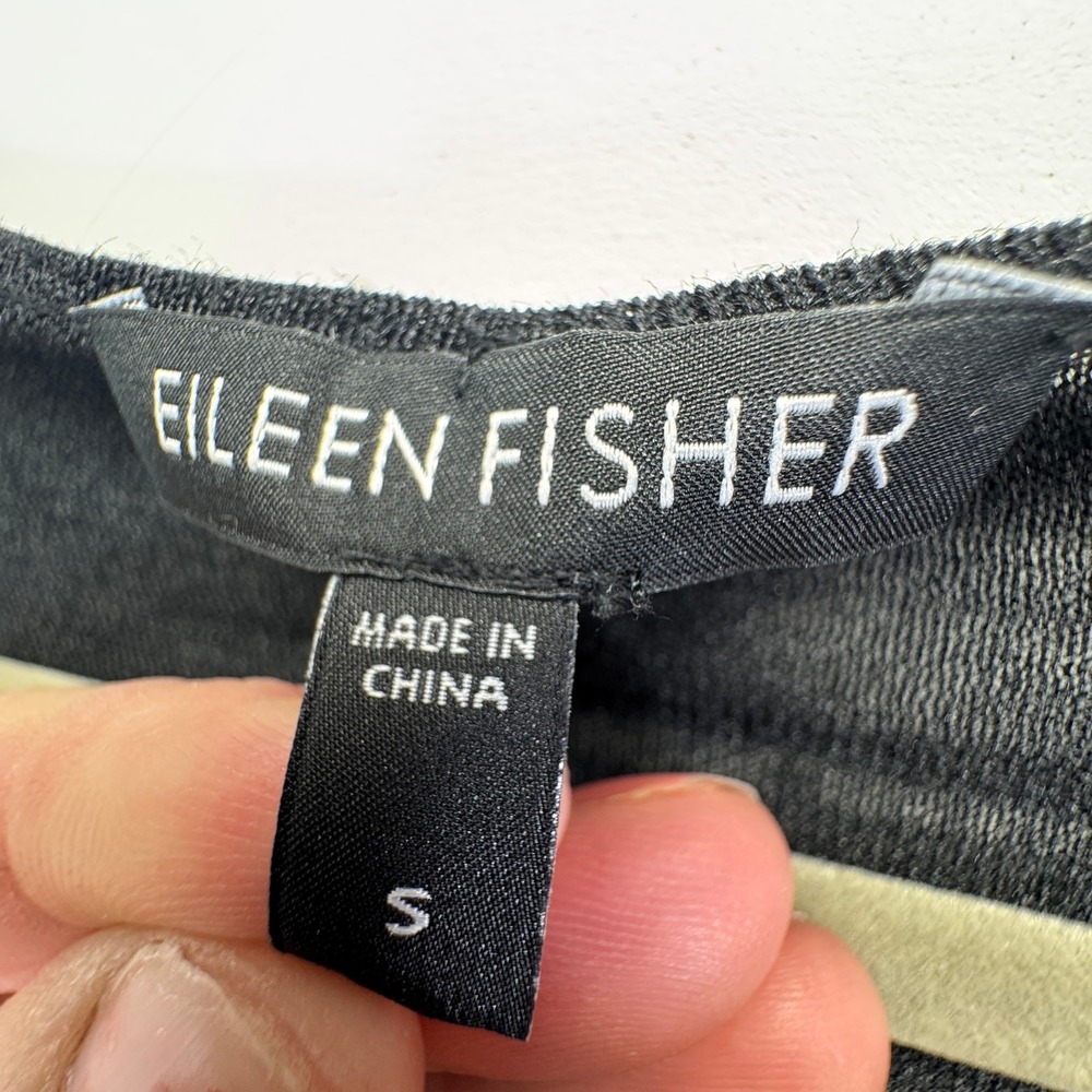 Eileen Fisher‎ Silk Georgette VNeck SizeS Black Sheer Whimsigoth Grunge - Picture 6 of 15